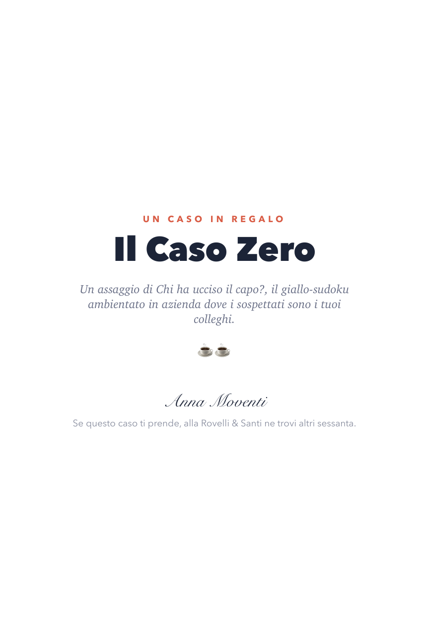 Copertina del Caso Zero, il caso omaggio